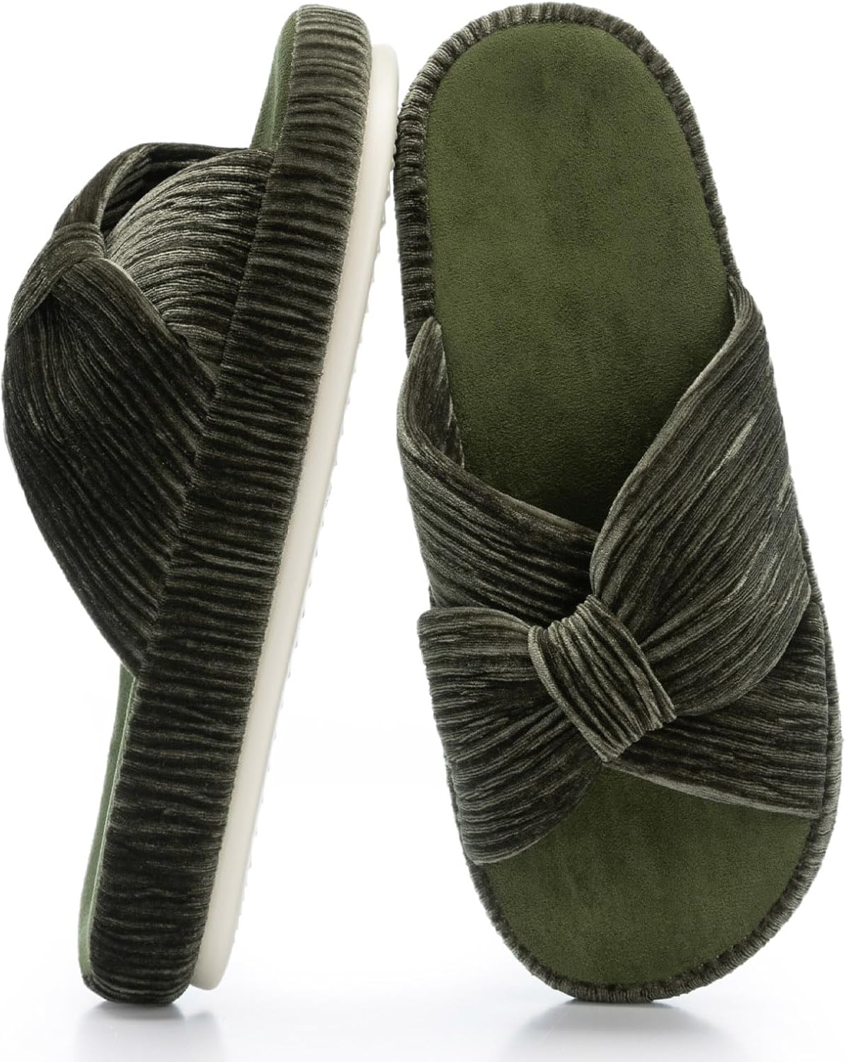 Slippers for Women Memory Foam House Bedroom Corduroy Bow Crossbands Slipper Shoes Comfy Trendy Gift Slippers