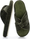Slippers for Women Memory Foam House Bedroom Corduroy Bow Crossbands Slipper Shoes Comfy Trendy Gift Slippers
