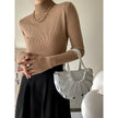 Nameria High Neck Rib Knit Top Slim Fit Base Layer