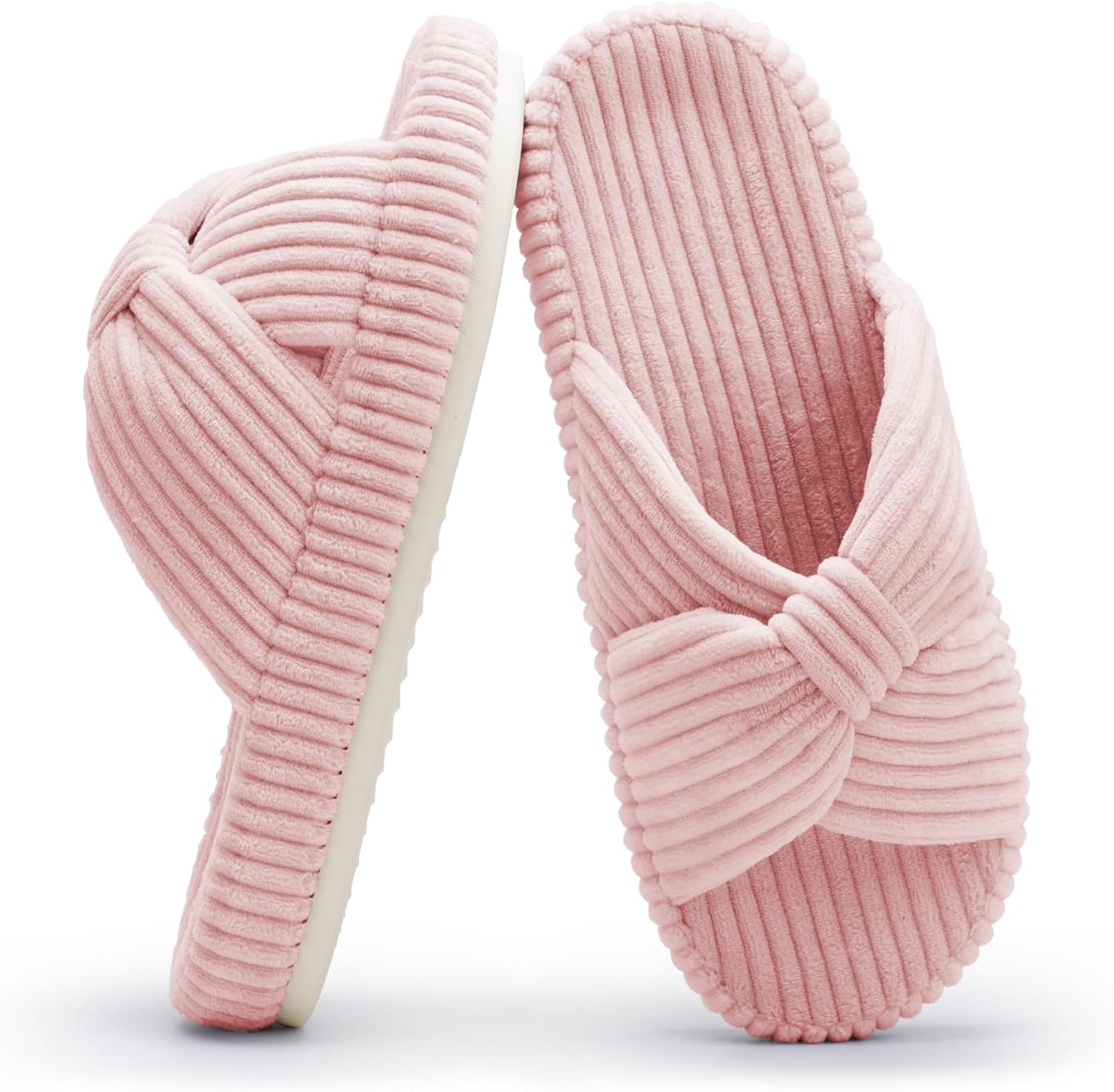 Slippers for Women Memory Foam House Bedroom Corduroy Bow Crossbands Slipper Shoes Comfy Trendy Gift Slippers