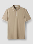 Nameria Mens Slim Fit Half Zip Polo Short Sleeve Cotton Blend