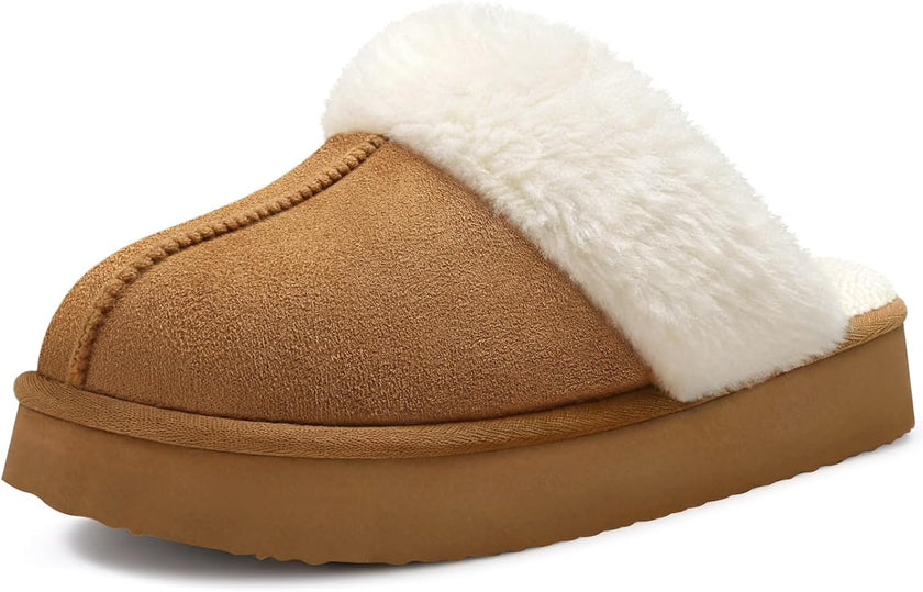 Women’s Cozy Memory Foam Winter House Slippers – Plush Lined Indoor Outdoor Slip-On
