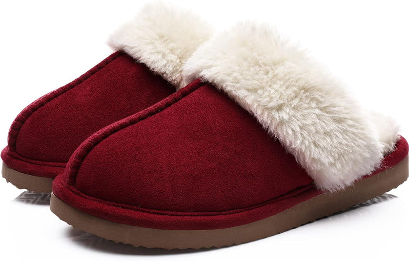 Women’s Cozy Memory Foam Winter House Slippers – Plush Lined Indoor Outdoor Slip-On
