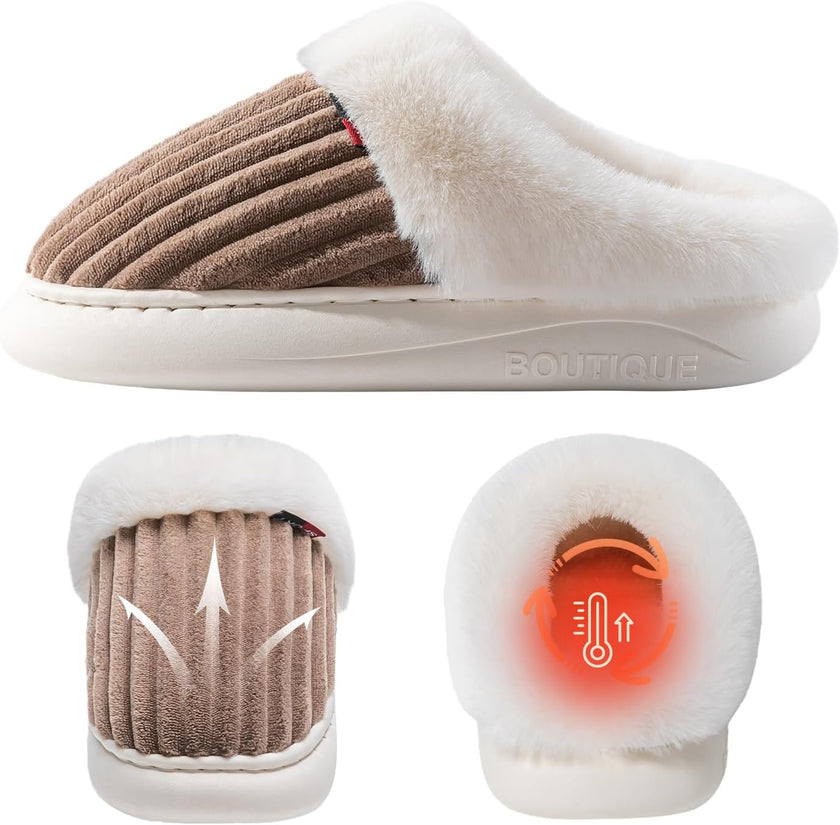Women’s Ultra-Fuzzy Winter Slippers – Soft Plush Indoor & Outdoor Memory Foam House Shoes | Cozy Warm Slip-On Comfort