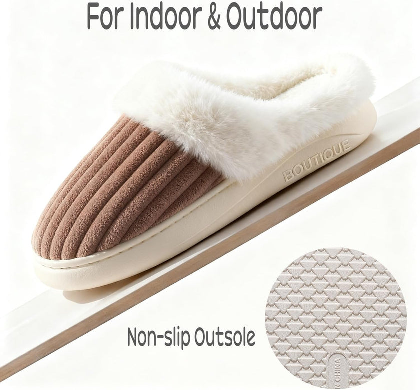 Women’s Ultra-Fuzzy Winter Slippers – Soft Plush Indoor & Outdoor Memory Foam House Shoes | Cozy Warm Slip-On Comfort