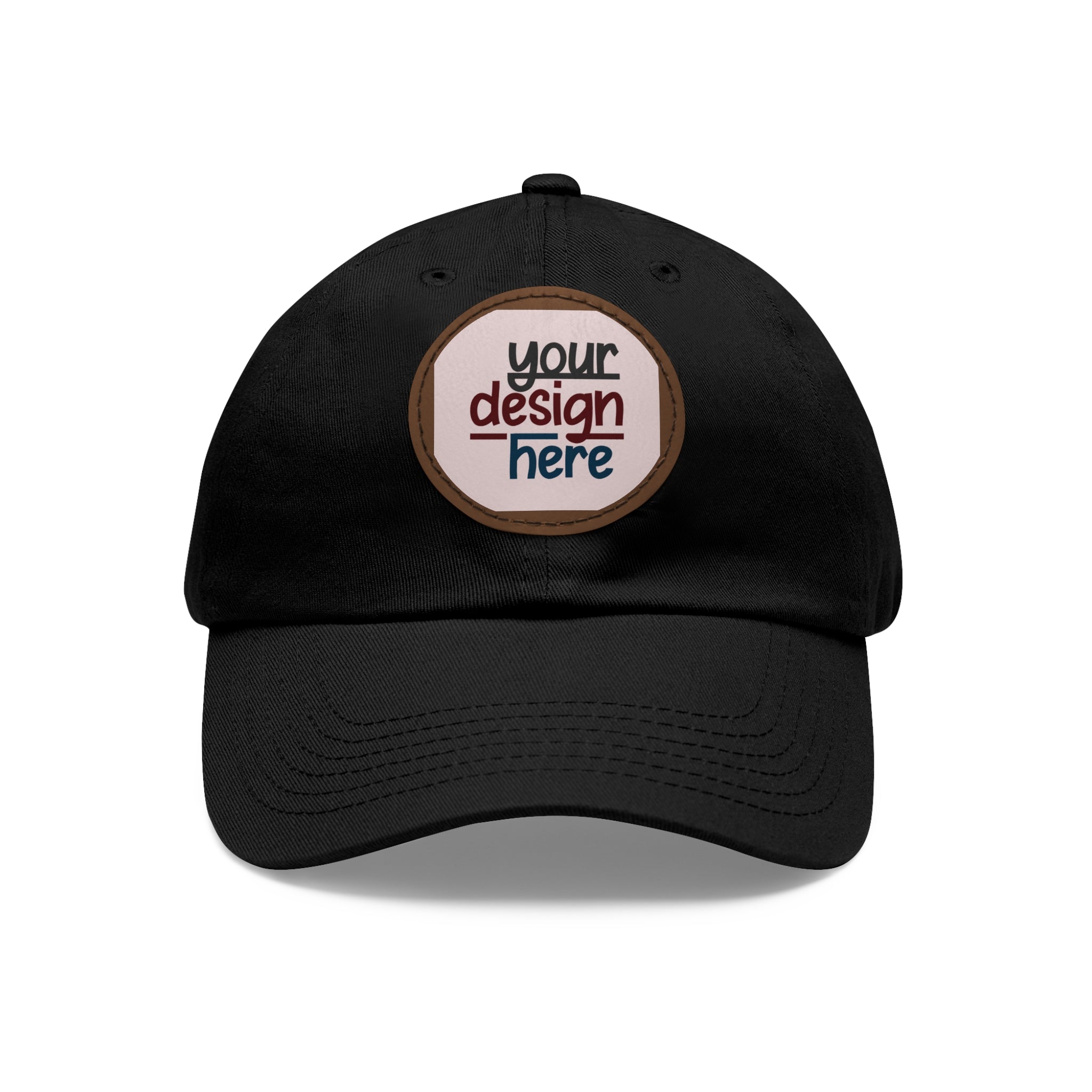 Customizable ValuCap VC300A Dad Hat with Round PU Leather Patch Front