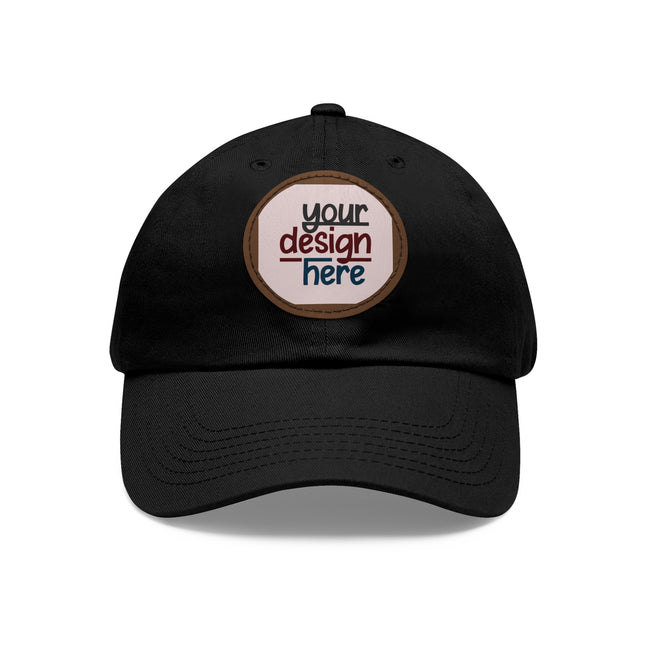 Customizable ValuCap VC300A Dad Hat with Round PU Leather Patch Front