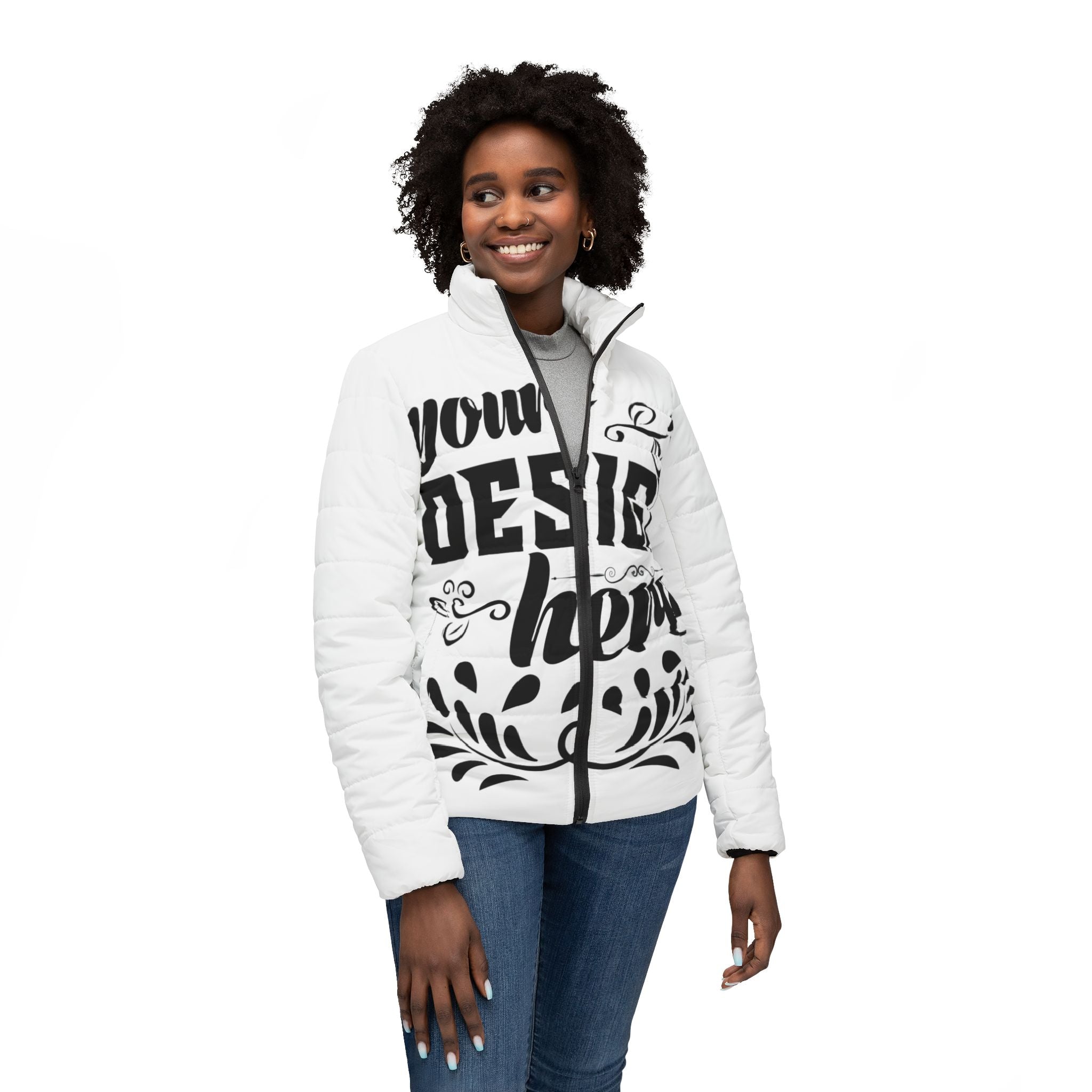 Customizable Women’s Puffer Jacket All Over Print Winter Outerwear