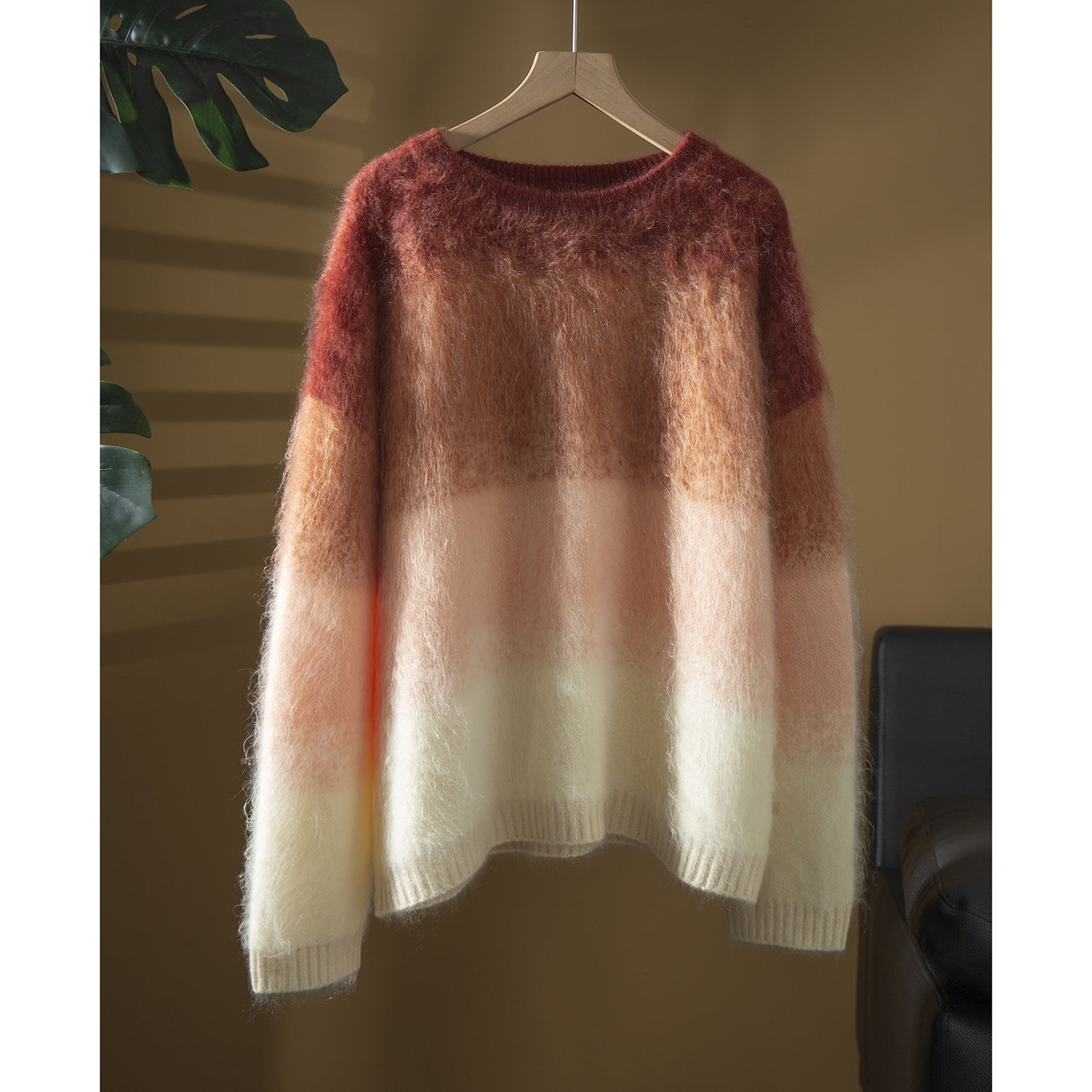 Nameria Gradient Cashmere Sweater Brushed Texture Loose Fit