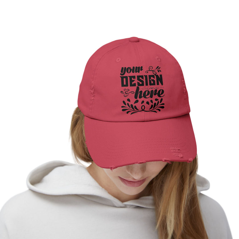 Customizable District DT600 Distressed Cotton Cap for Personalized Style