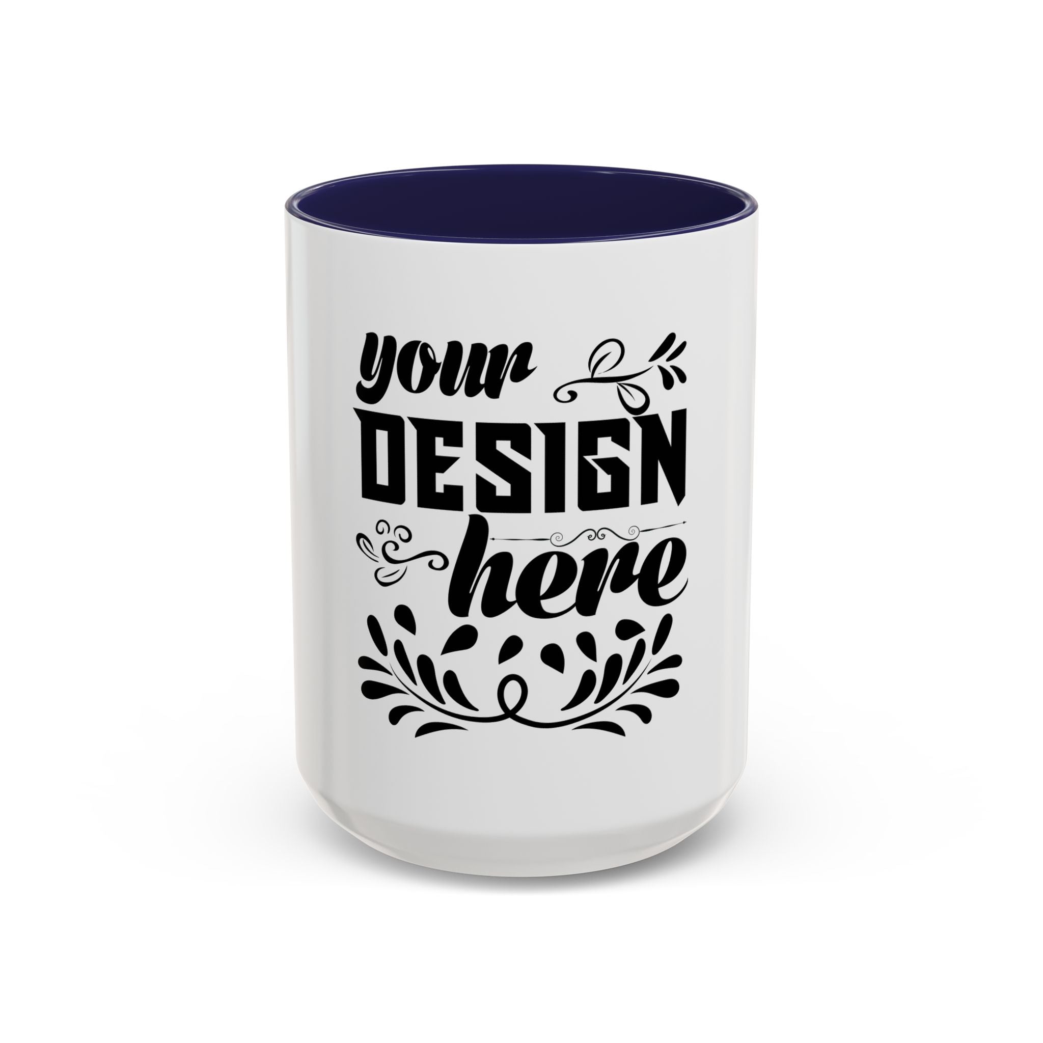 Customizable Accent Coffee Mug 11oz and 15oz Colored Interior Handle