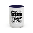 Customizable Accent Coffee Mug 11oz and 15oz Colored Interior Handle