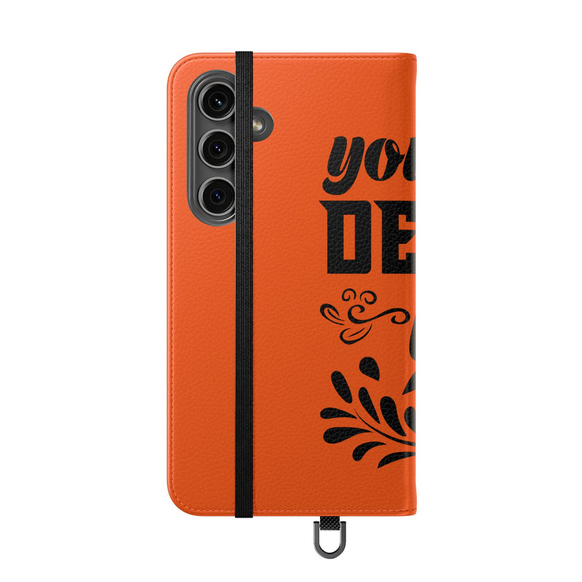 Customizable Flip Folio Phone Case With Card Slots Stand And Elastic Strap