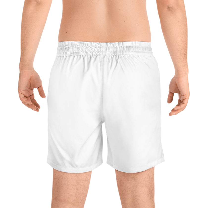 Customizable Mens Mid Length Swim Shorts All Over Print With Pockets