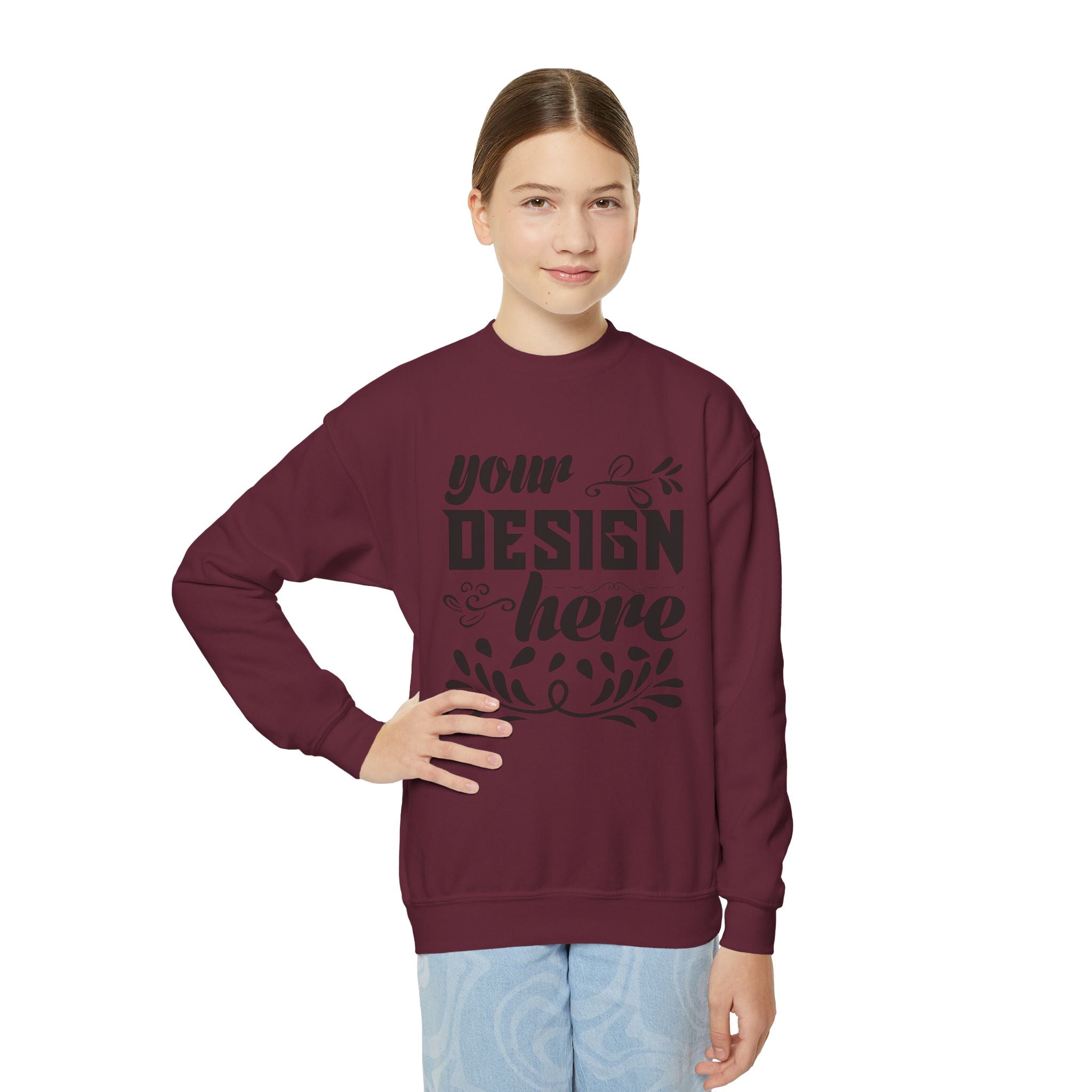 Customizable Gildan 18000B Youth Heavy Blend Crewneck Sweatshirt