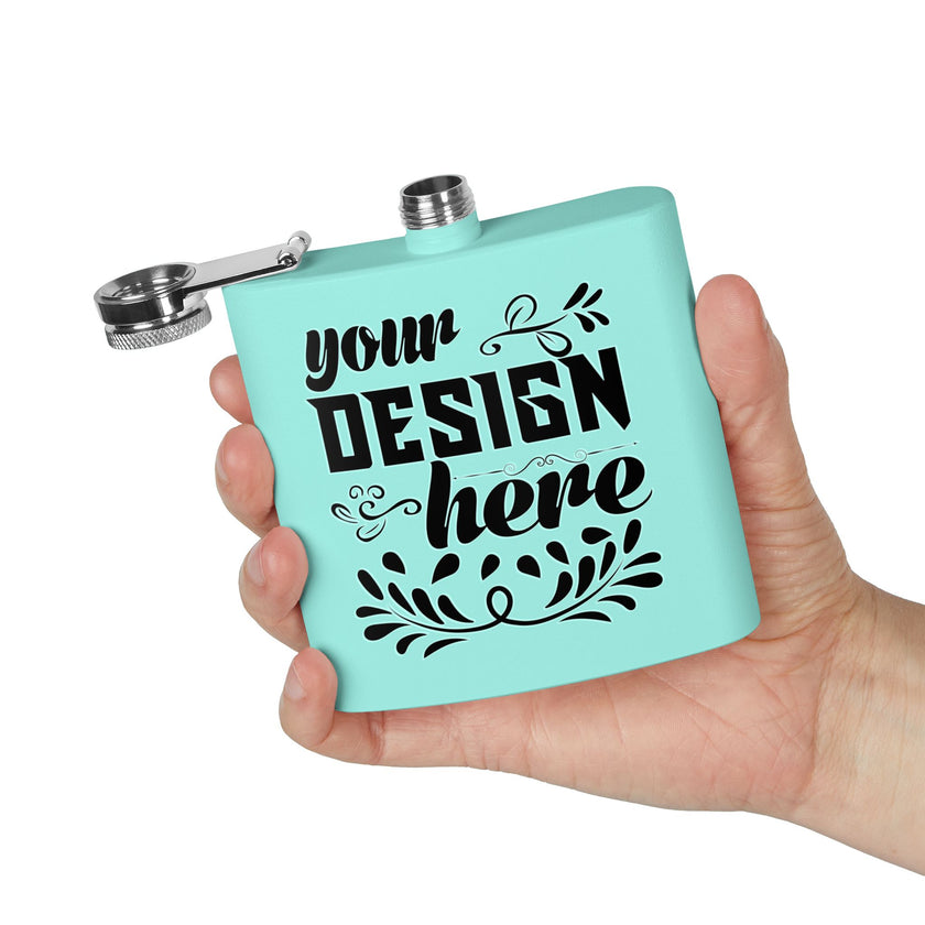 Customizable Polar Camel 6oz Stainless Steel Flask with UV DTF Print