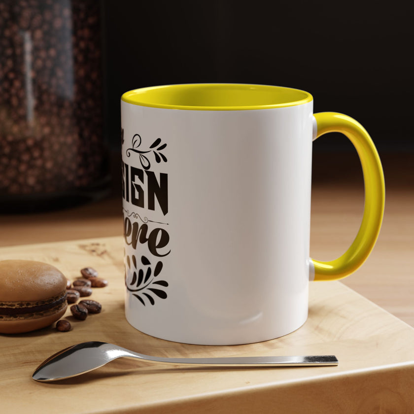Customizable Accent Coffee Mug 11oz and 15oz Colored Interior Handle