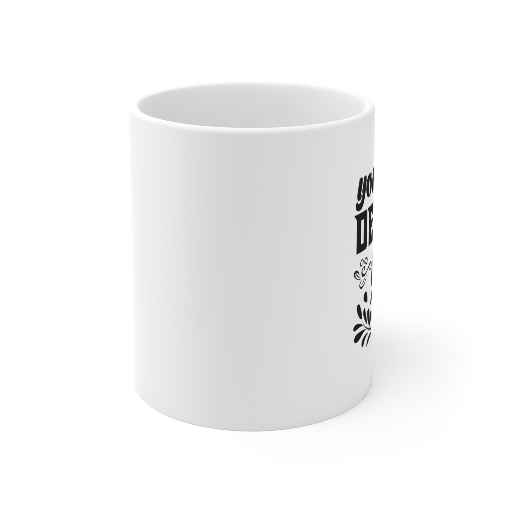 Customizable 11oz White Ceramic Mug Rounded Corners Lead BPA Free