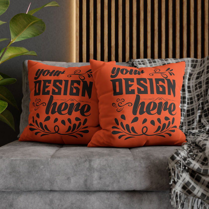 Customizable Square Poly Canvas Pillowcase with Concealed Zipper Closure