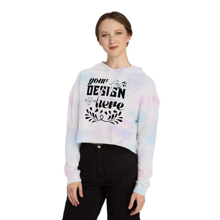 Customizable Independent Trading Women Cropped Hooded Sweatshirt