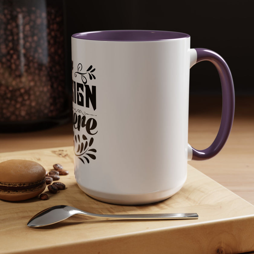 Customizable Accent Coffee Mug 11oz and 15oz Colored Interior Handle