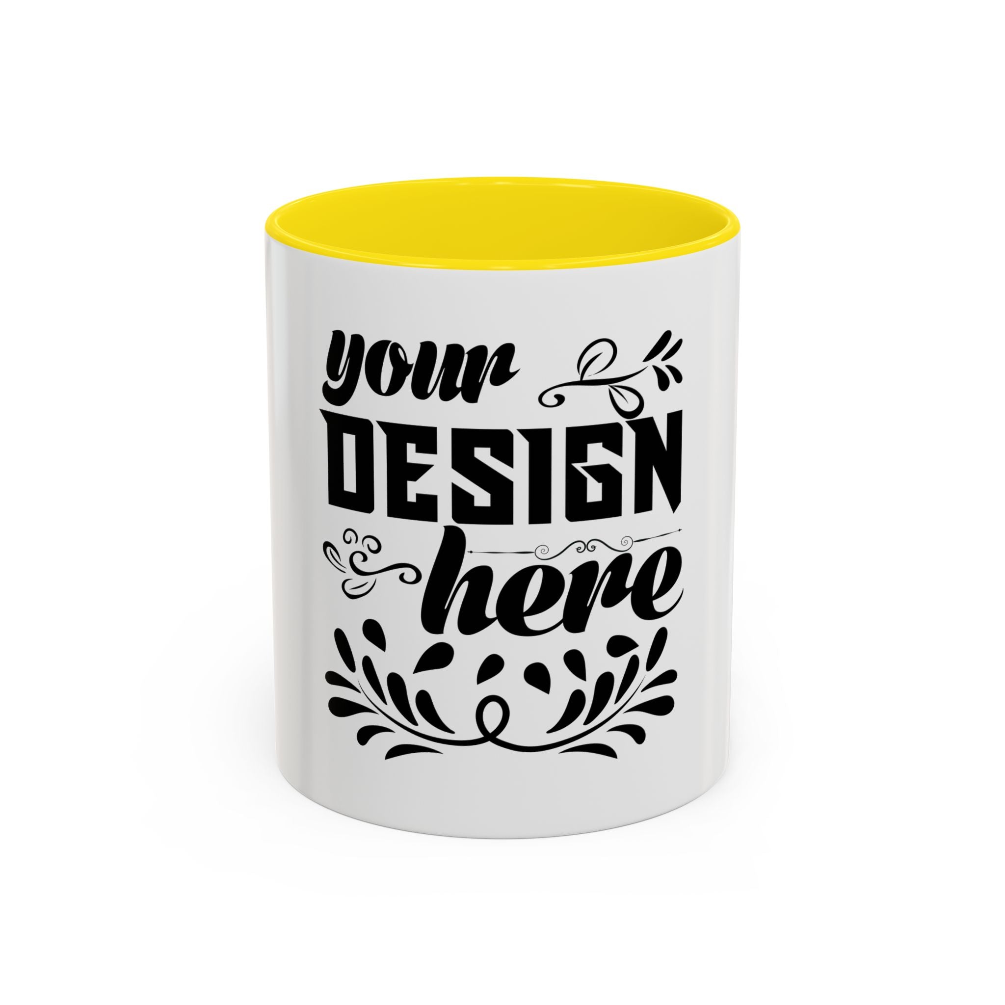 Customizable Accent Coffee Mug 11oz and 15oz Colored Interior Handle
