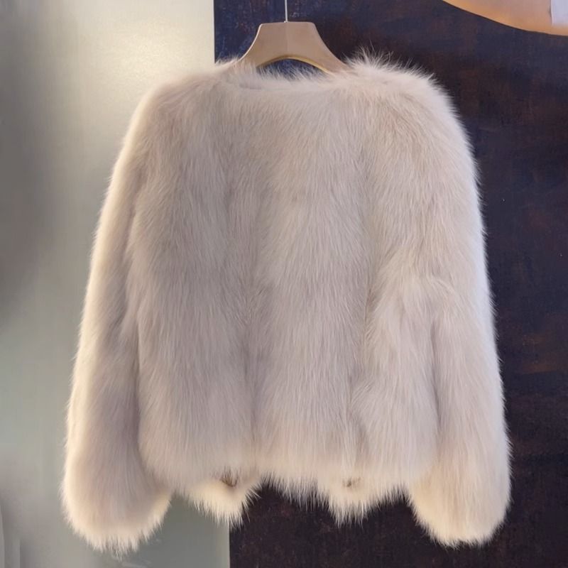 Nameria Faux Fur Cropped Coat Relaxed Fit Round Neck