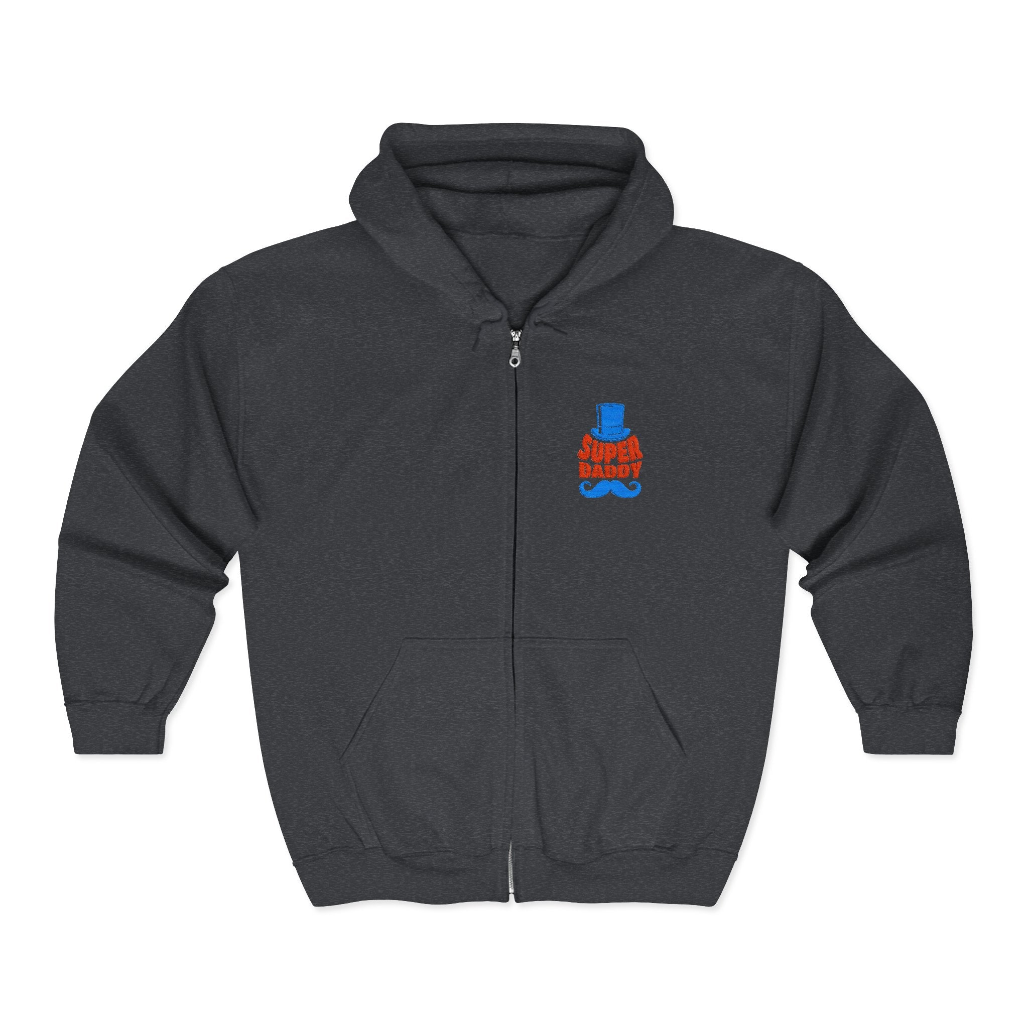 Gildan 18600 Unisex Full Zip Hoodie | Super Daddy Embroidery