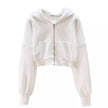 Nameria Stylish Zip Up Cropped Hoodie Terry Cotton