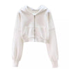 Nameria Stylish Zip Up Cropped Hoodie Terry Cotton