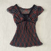 Nameria Striped Bow Front Puff Sleeve Top