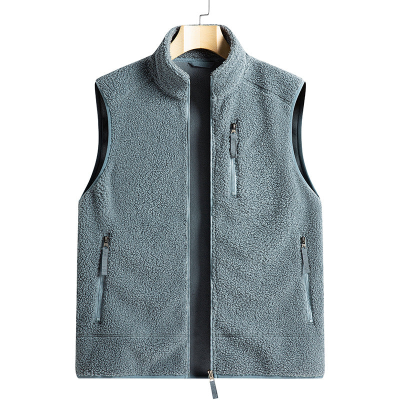 Nameria Unisex Fleece Lined Zip-Up Vest Stand Collar