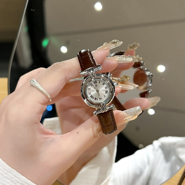 Nameria Vintage Quartz Watch Leather Strap 23mm Dial 7mm Slim