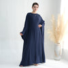Nameria Womens Bat Sleeve Long Dress With Belt Crewneck