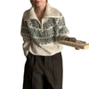 Nameria Womens Long-Sleeve Fair Isle Zip Collar Knitted Sweater