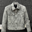 Nameria Men's Retro Tie-Dye Short Jacket with Lapel Collar