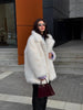 Nameria Faux Fur Mid Length Coat Extended Collar