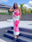 Nameria Strapless Floral Print Long Dress Tube Top Backless