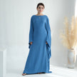Nameria Womens Bat Sleeve Long Dress With Belt Crewneck
