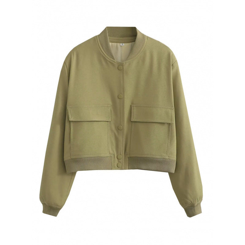 Nameria Stand Collar Pocket Jacket