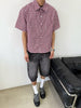 Nameria Unisex Vintage Plaid Short Sleeve Shirt Cotton Blend Loose Fit