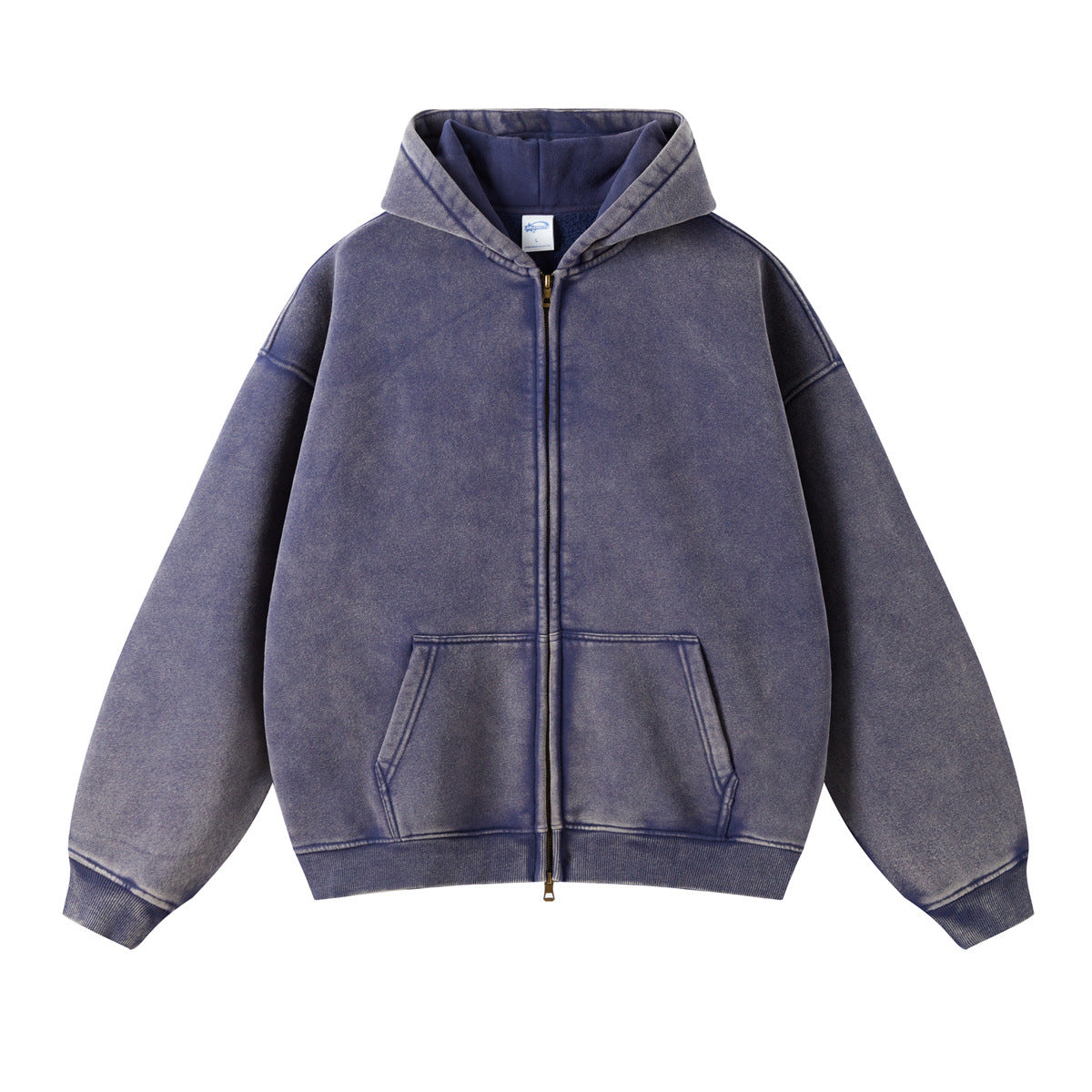 Nameria Unisex Retro Fleece Lined Hooded Zip Sweatshirt
