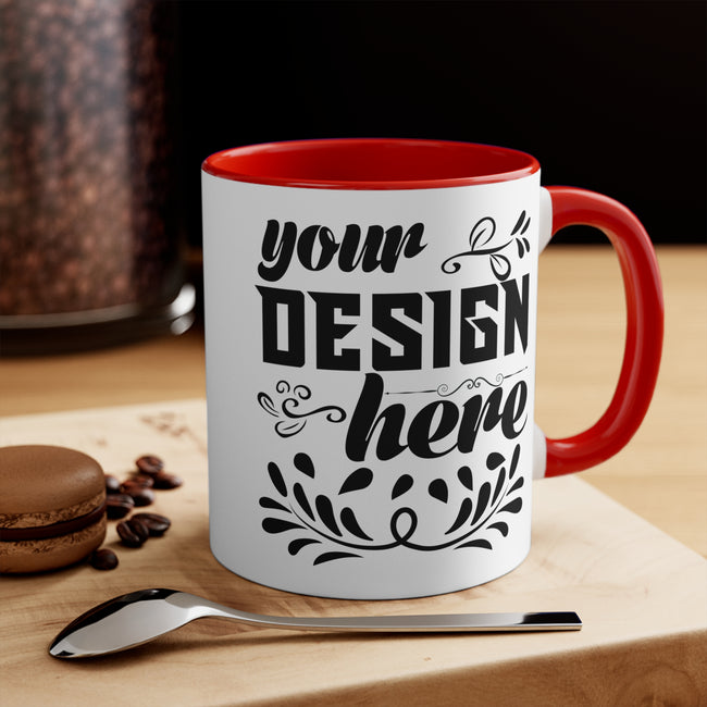 Customizable Accent Ceramic Mug 11oz 15oz Colored Interior and Handle