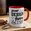 Customizable Accent Ceramic Mug 11oz 15oz Colored Interior and Handle