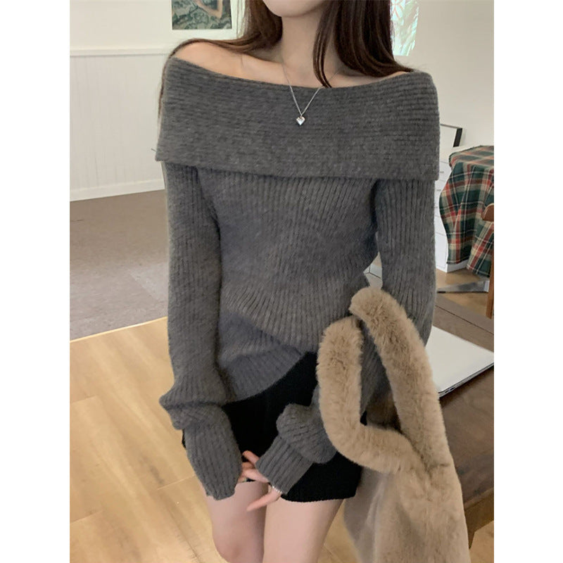 Nameria Off Shoulder Rib Knit Sweater