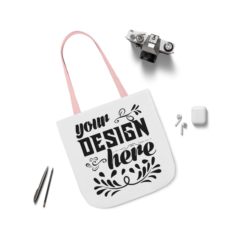 Customizable Canvas Tote Bag With 5 Color Strap Options All Over Print