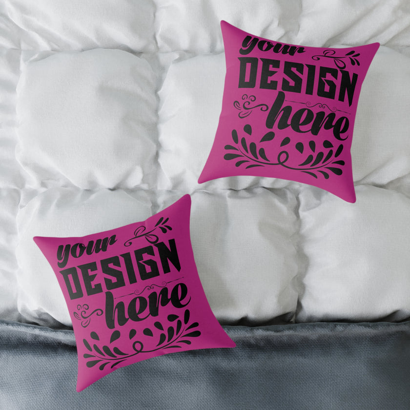 Customizable Square Poly Canvas Pillow with Insert Double-Sided Print