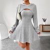 Nameria Square Neck A-Line Dress Set Hooded Top and Tank Dress