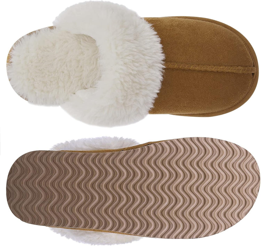 Women’s Cozy Memory Foam Winter House Slippers – Plush Lined Indoor Outdoor Slip-On