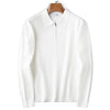 Nameria Half Zip Lapel Collar Waffle Knit Polo Long Sleeve